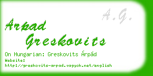 arpad greskovits business card