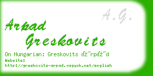 arpad greskovits business card